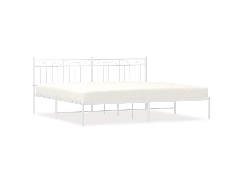 Cadre de lit métal sans matelas et tête de lit blanc 193x203 cm