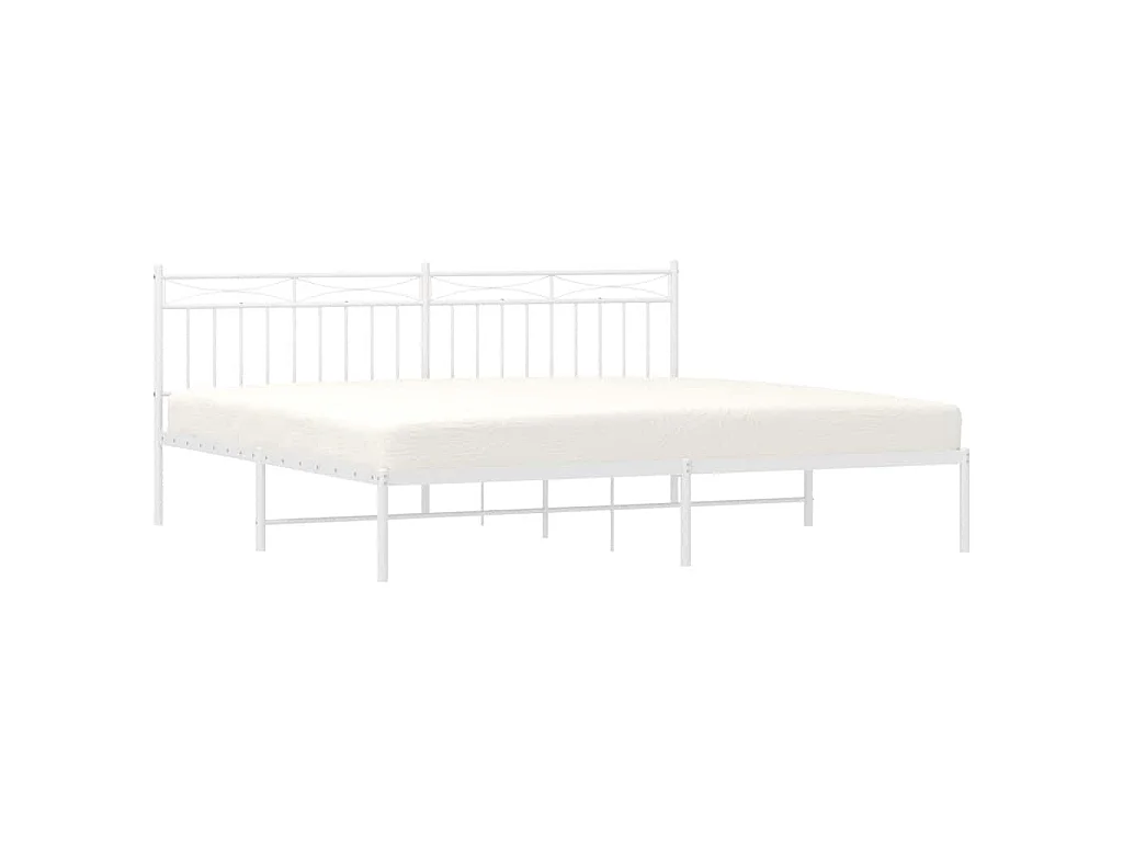 Cadre de lit métal sans matelas et tête de lit blanc 193x203 cm