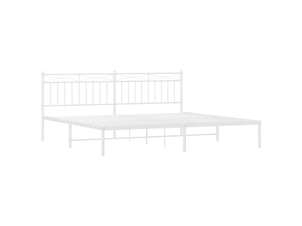 Cadre de lit métal sans matelas et tête de lit blanc 193x203 cm