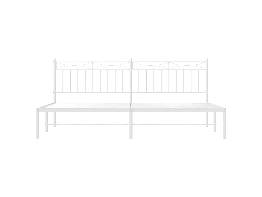 Cadre de lit métal sans matelas et tête de lit blanc 193x203 cm