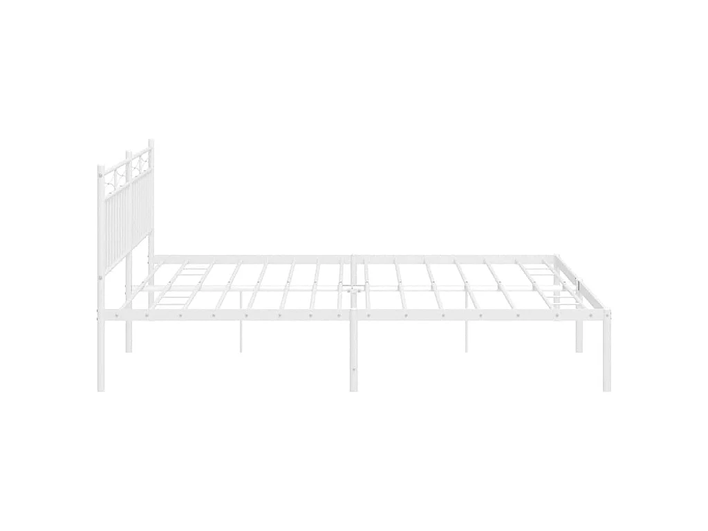 Cadre de lit métal sans matelas et tête de lit blanc 193x203 cm