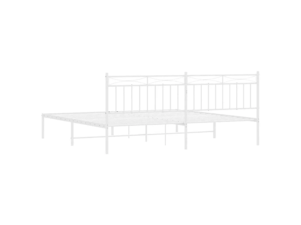 Cadre de lit métal sans matelas et tête de lit blanc 193x203 cm