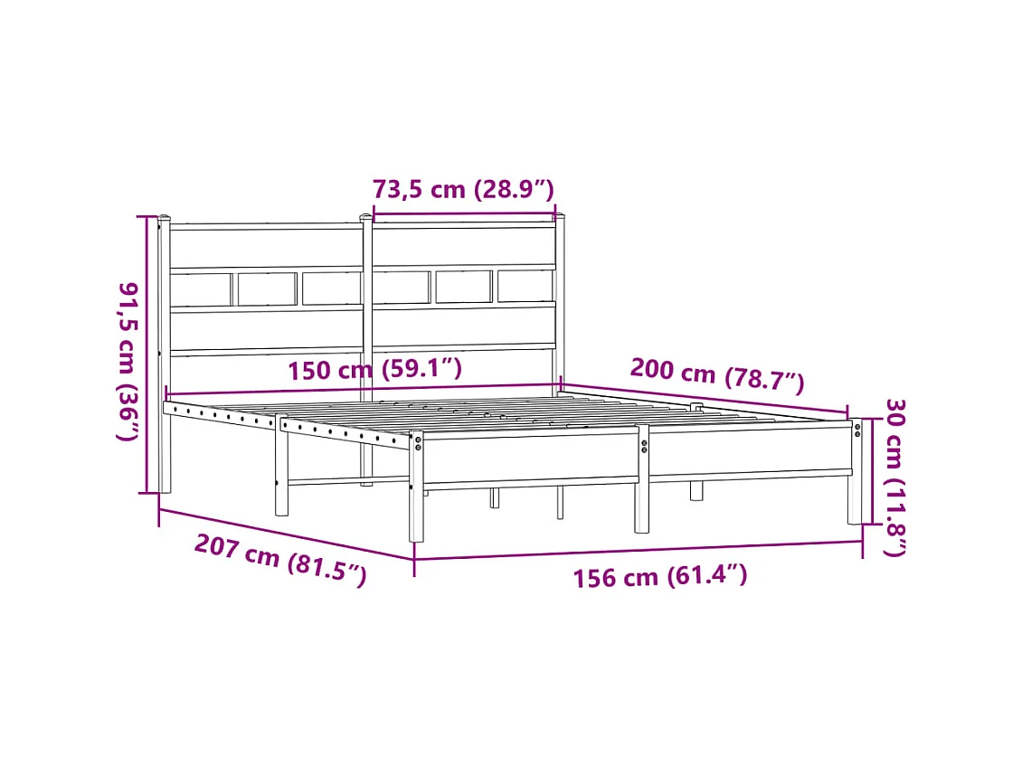 Cadre de lit sans matelas chêne sonoma 150x200 cm