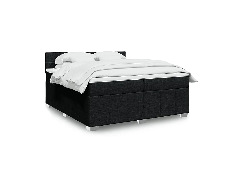 Boxspring met matras stof zwart 200x200 cm