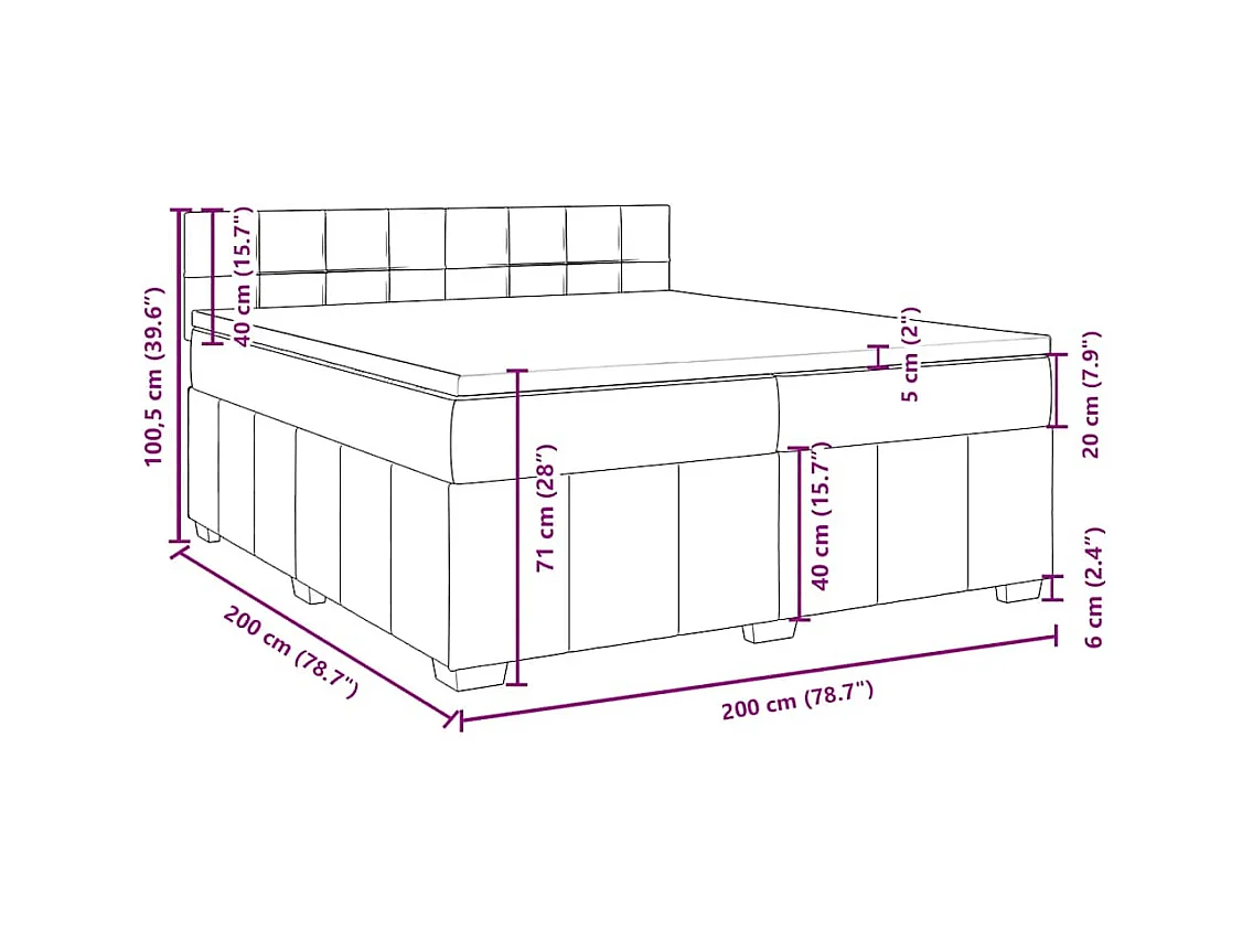 Boxspring met matras stof zwart 200x200 cm