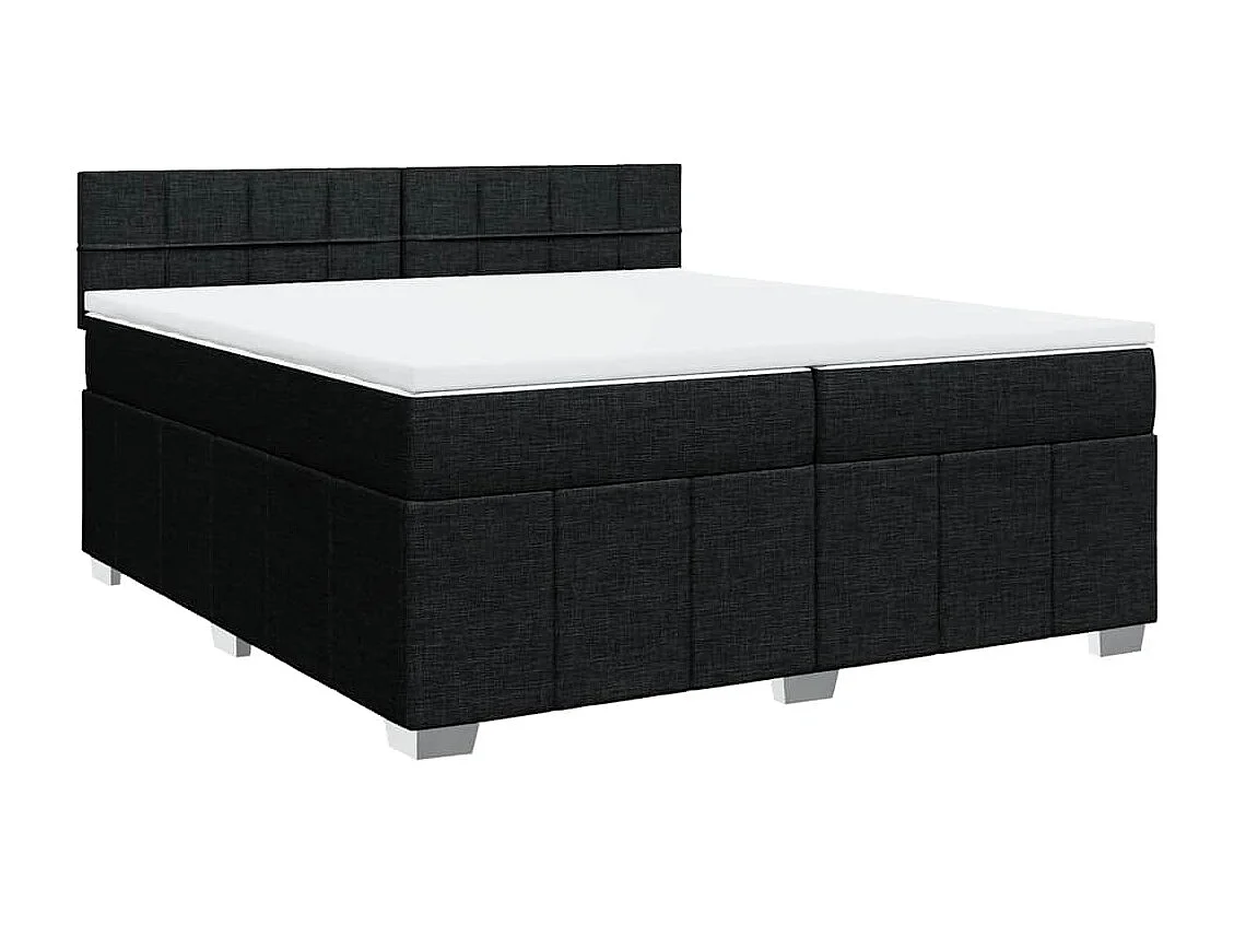 Cama box spring con colchón tela negro 200x200 cm