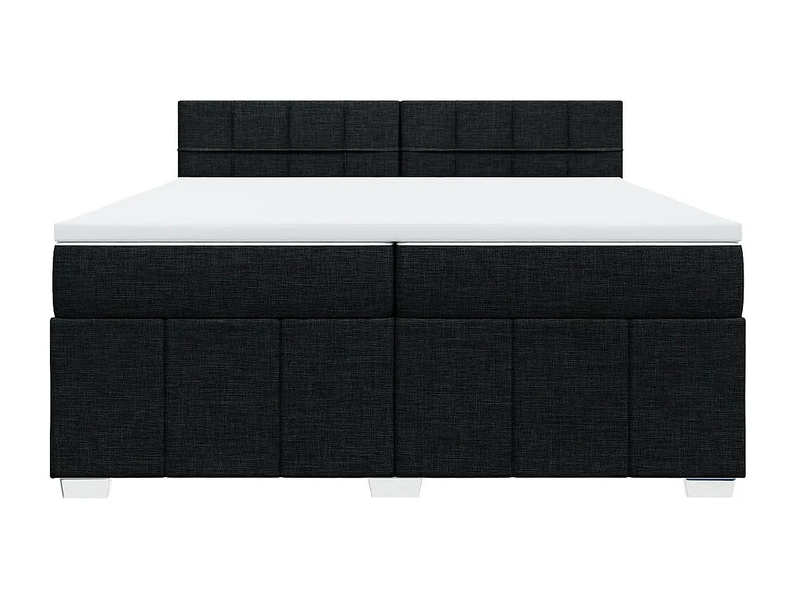 Cama box spring con colchón tela negro 200x200 cm
