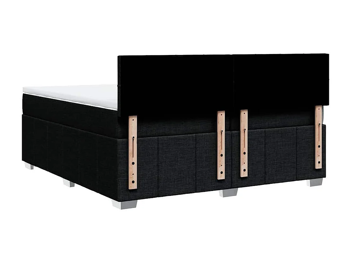 Cama box spring con colchón tela negro 200x200 cm