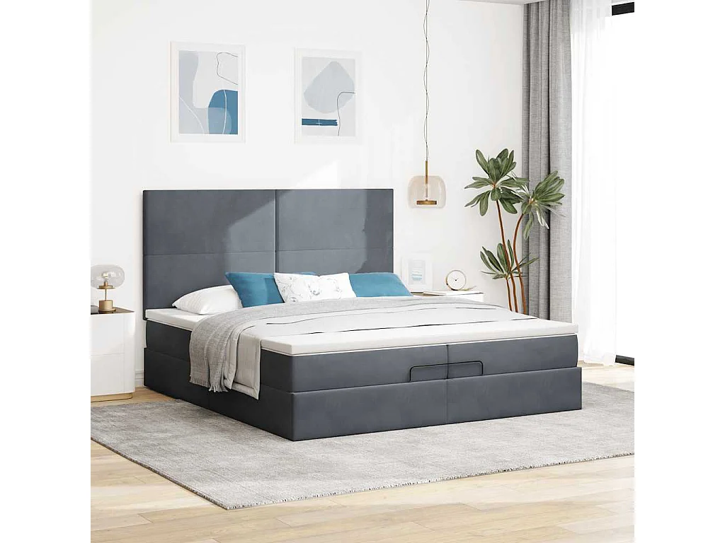 Ottoman bed met matrassen en LED's 200x200cm fluweel