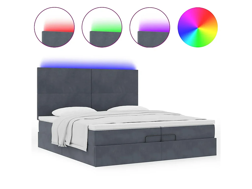 Ottoman bed met matrassen en LED's 200x200cm fluweel