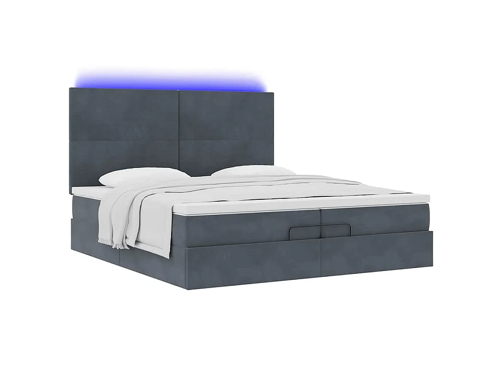 Ottoman bed met matrassen en LED's 200x200cm fluweel