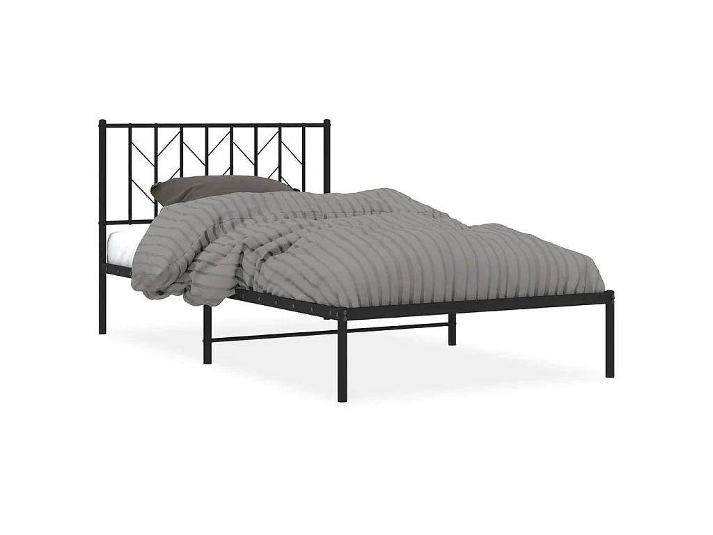 Cadre de lit métal sans matelas avec tête de lit noir 107x203cm