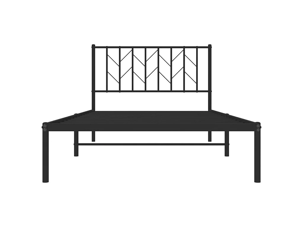 Cadre de lit métal sans matelas avec tête de lit noir 107x203cm