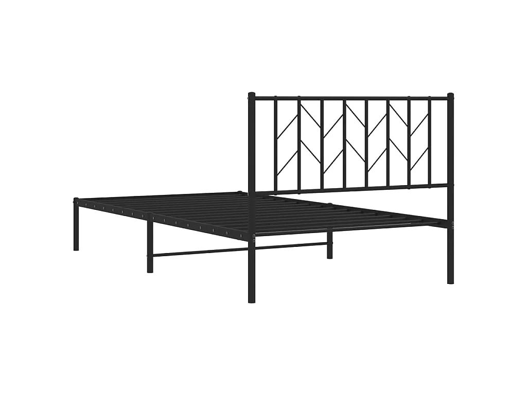 Cadre de lit métal sans matelas avec tête de lit noir 107x203cm