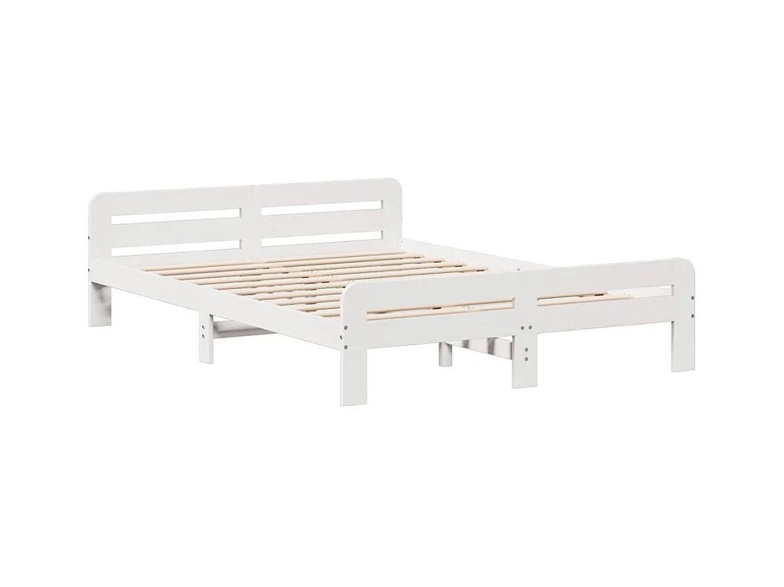 Cadre de lit sans matelas blanc 150x200 cm bois de pin massif
