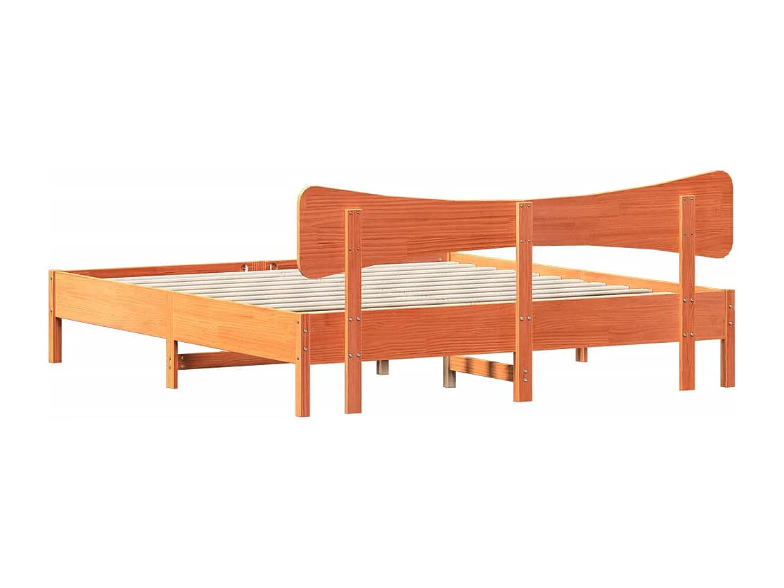 Bedframe zonder matras massief grenenhout wasbruin 200x200 cm