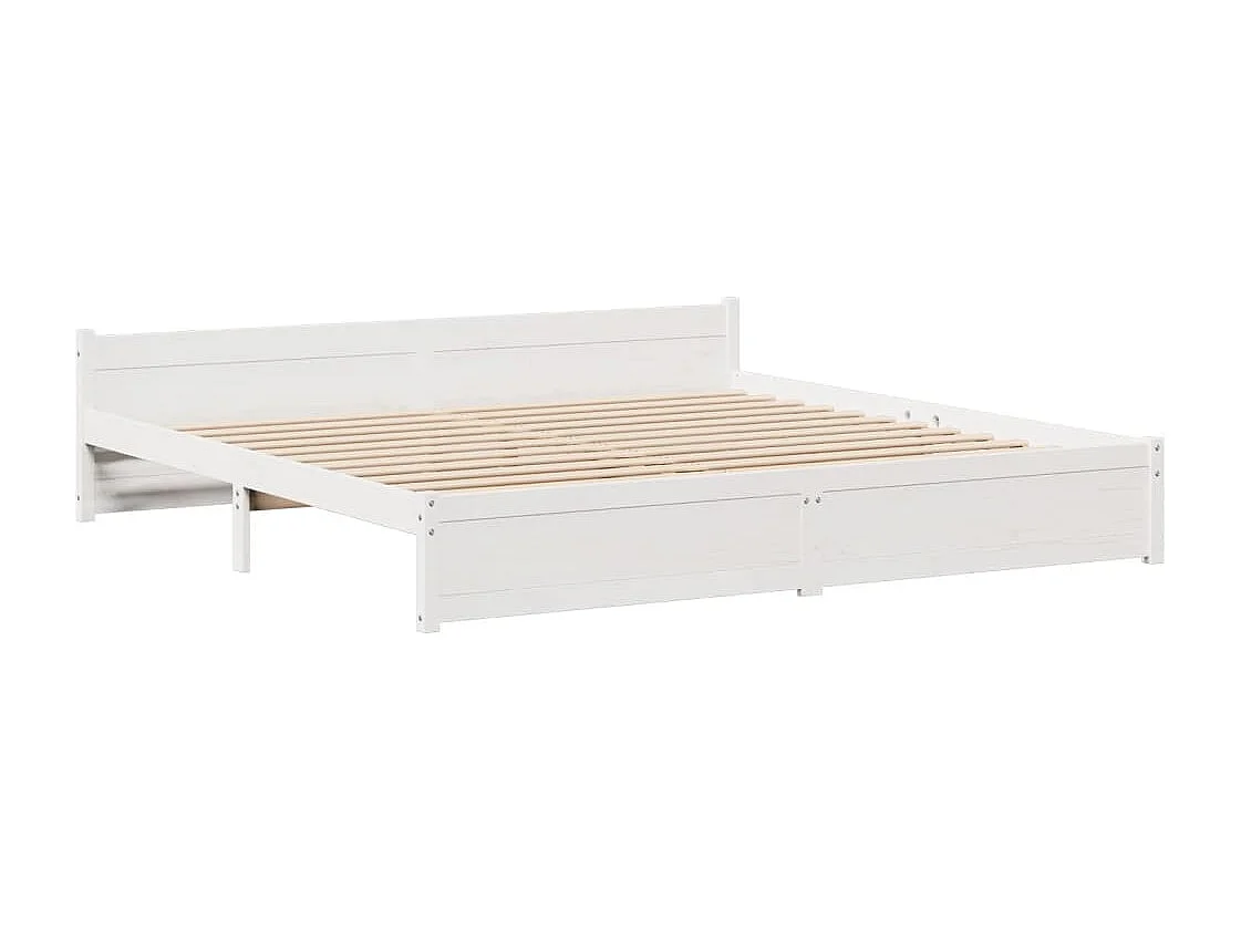 Bettgestell mit Kopfteil ohne Matratze Weiß 200x200 cm