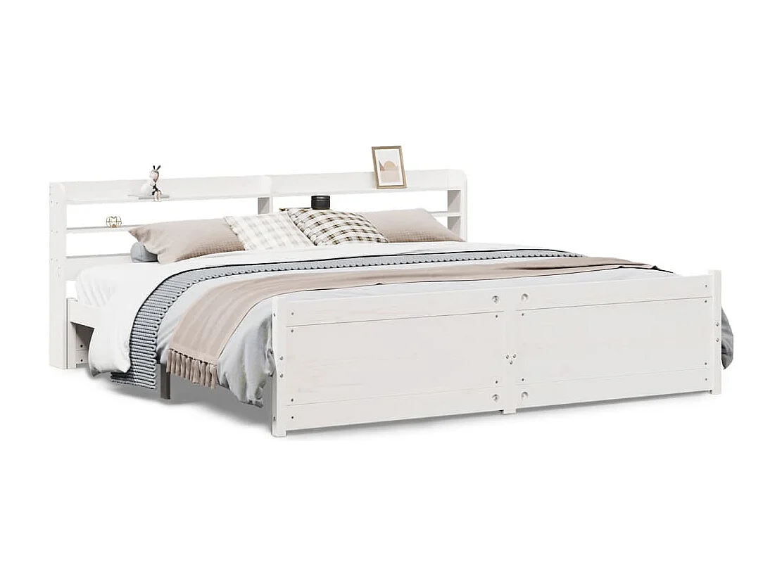 Bettgestell mit Kopfteil ohne Matratze Weiß 200x200 cm