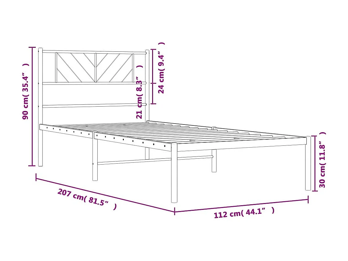 Giroletto con Testiera in Metallo Nero 107x203 cm