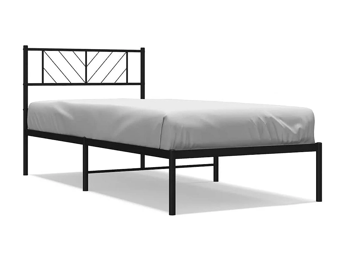 Bettgestell mit Kopfteil Metall Schwarz 107x203 cm