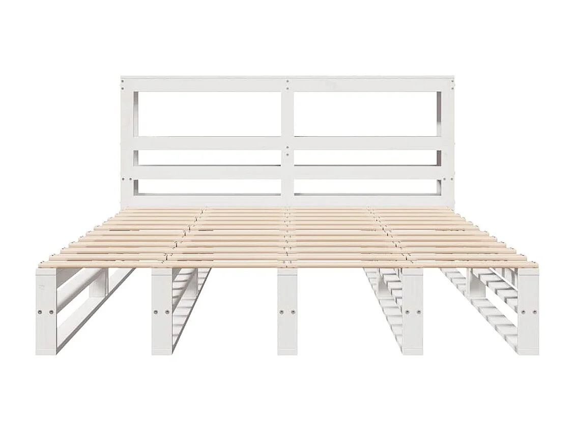 Cama sem colchão 150x200 cm madeira de pinho maciça branco