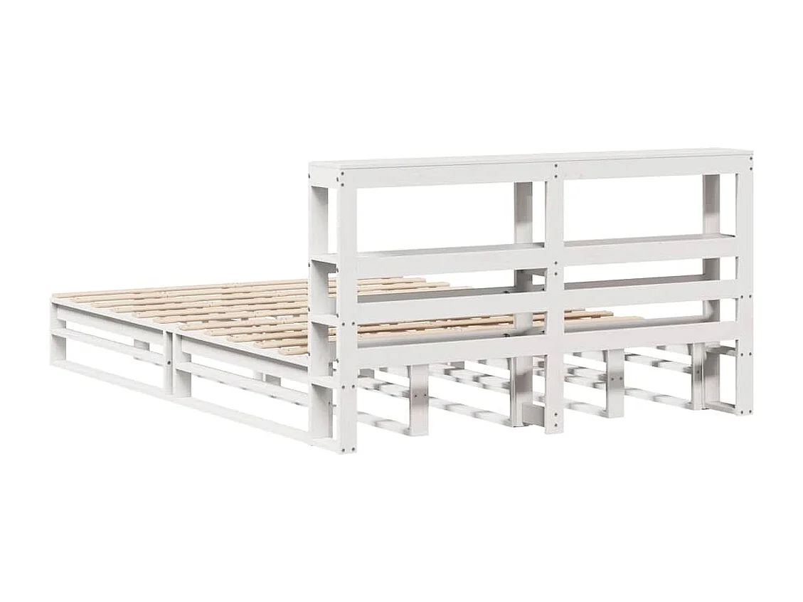 Cama sem colchão 150x200 cm madeira de pinho maciça branco