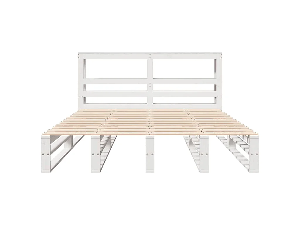 Giroletto con Testiera Bianco 150x200 cm Legno Massello di Pino
