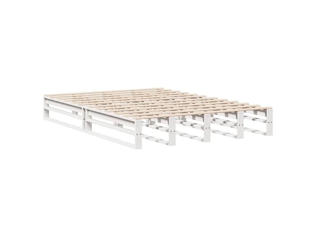Giroletto con Testiera Bianco 150x200 cm Legno Massello di Pino