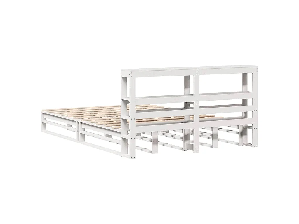 Giroletto con Testiera Bianco 150x200 cm Legno Massello di Pino