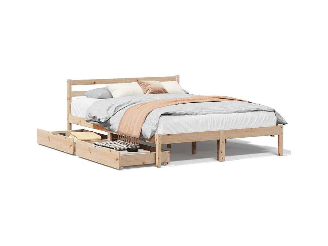 Letto senza Materasso 150x200 cm in Legno Massello di Pino