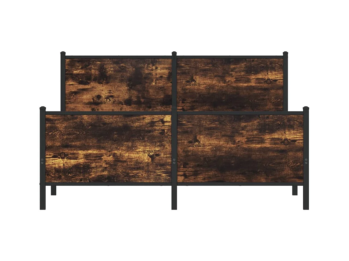 Cadre de lit en métal sans matelas chêne fumé 150x200 cm