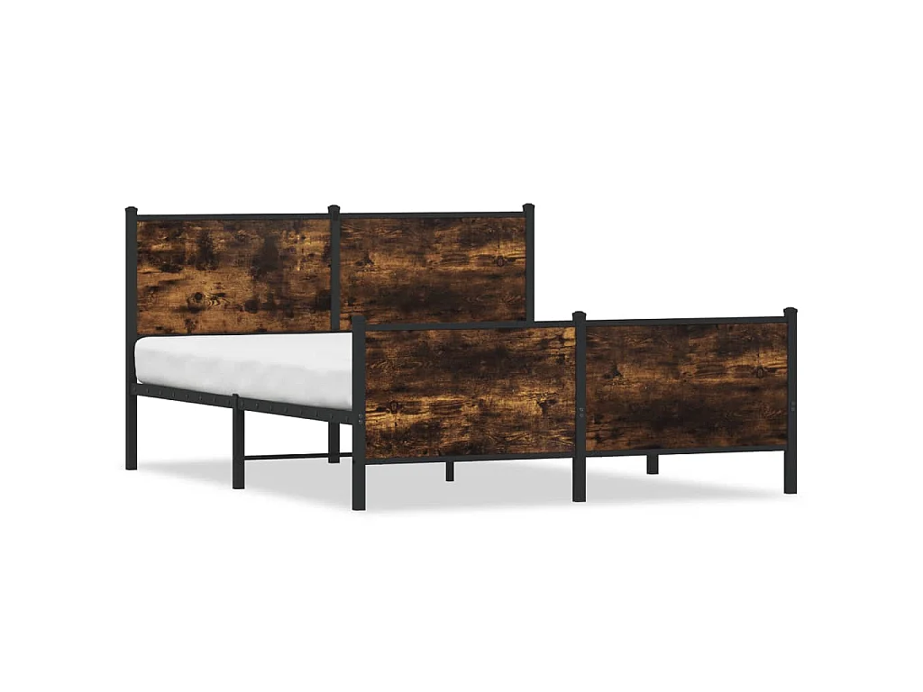 Estructura de cama sin colchón metal roble ahumado 150x200 cm