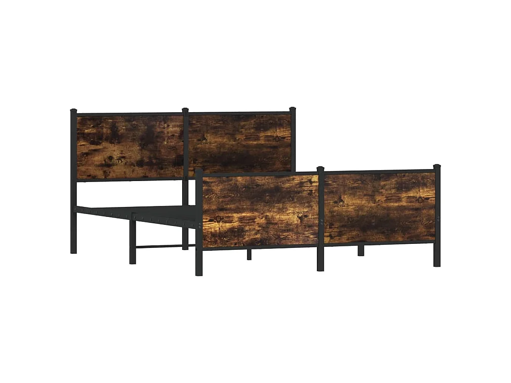 Estructura de cama sin colchón metal roble ahumado 150x200 cm