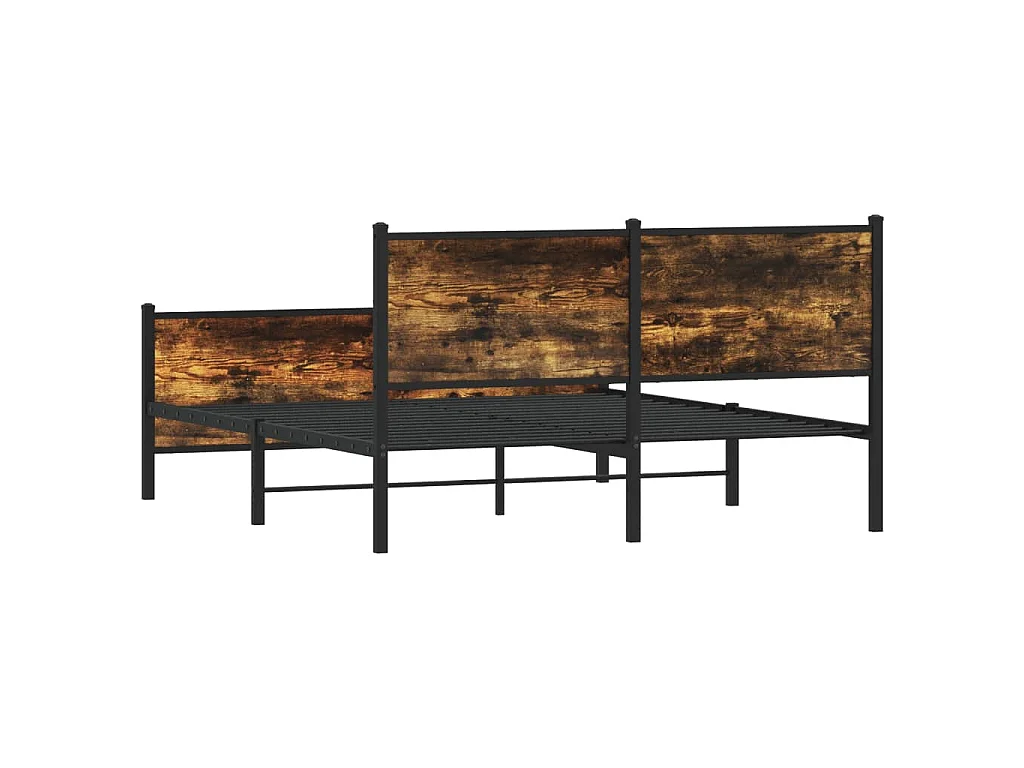 Estructura de cama sin colchón metal roble ahumado 150x200 cm