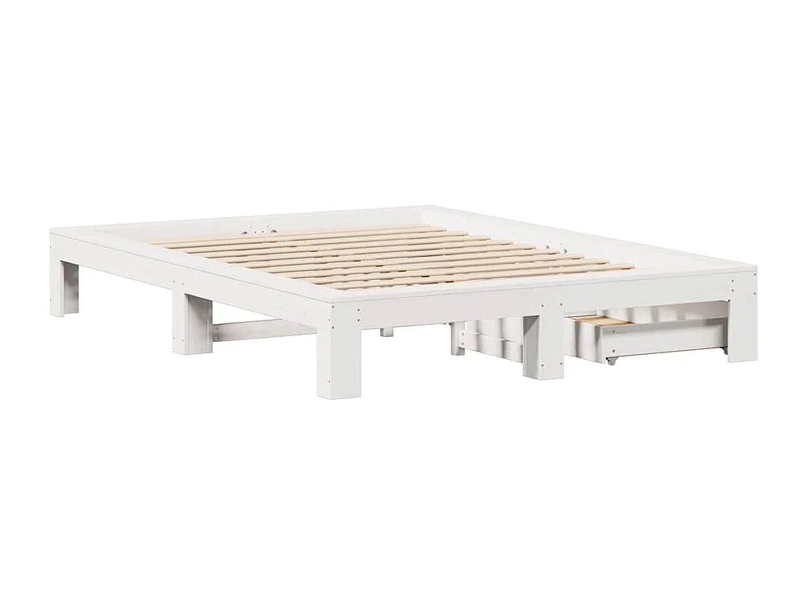 Letto senza Materasso Bianco 150x200 cm Legno Massello di Pino