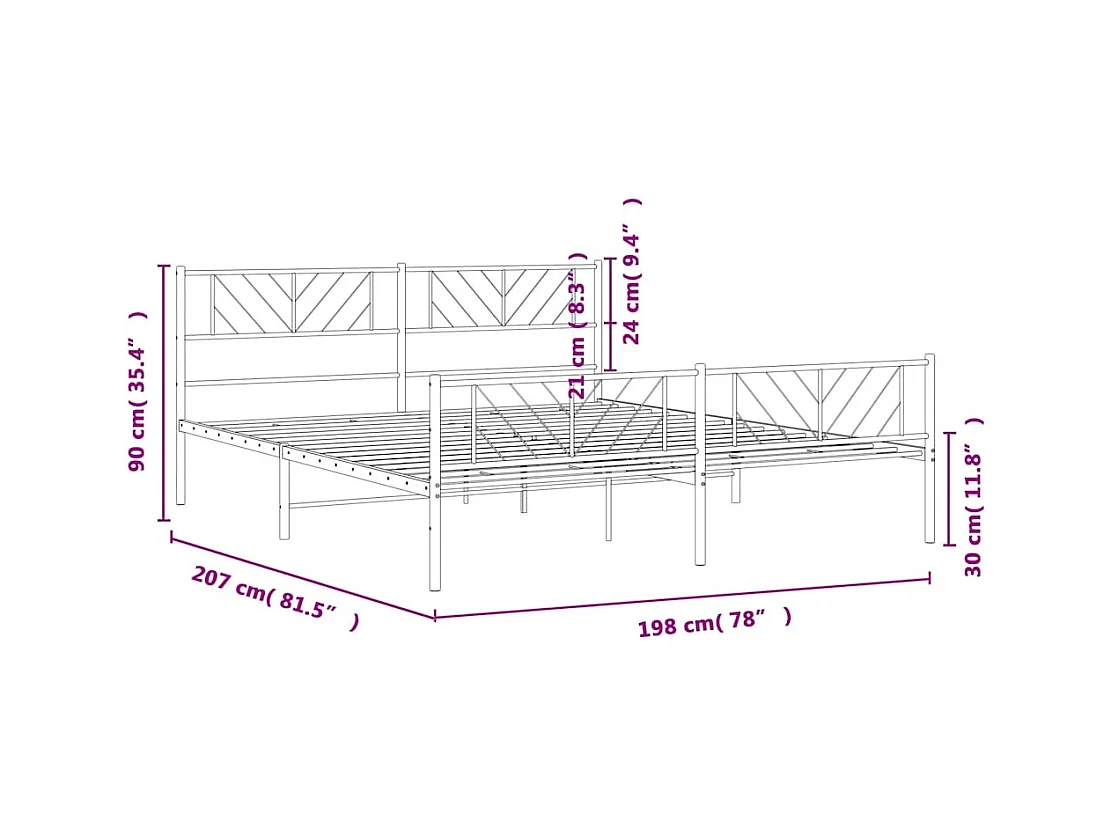 Estructura cama sin colchón con estribo metal blanco 193x203 cm