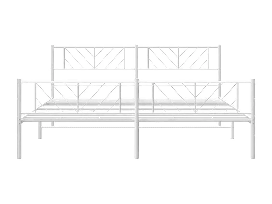 Cadre de lit métal sans matelas et pied de lit blanc 193x203 cm