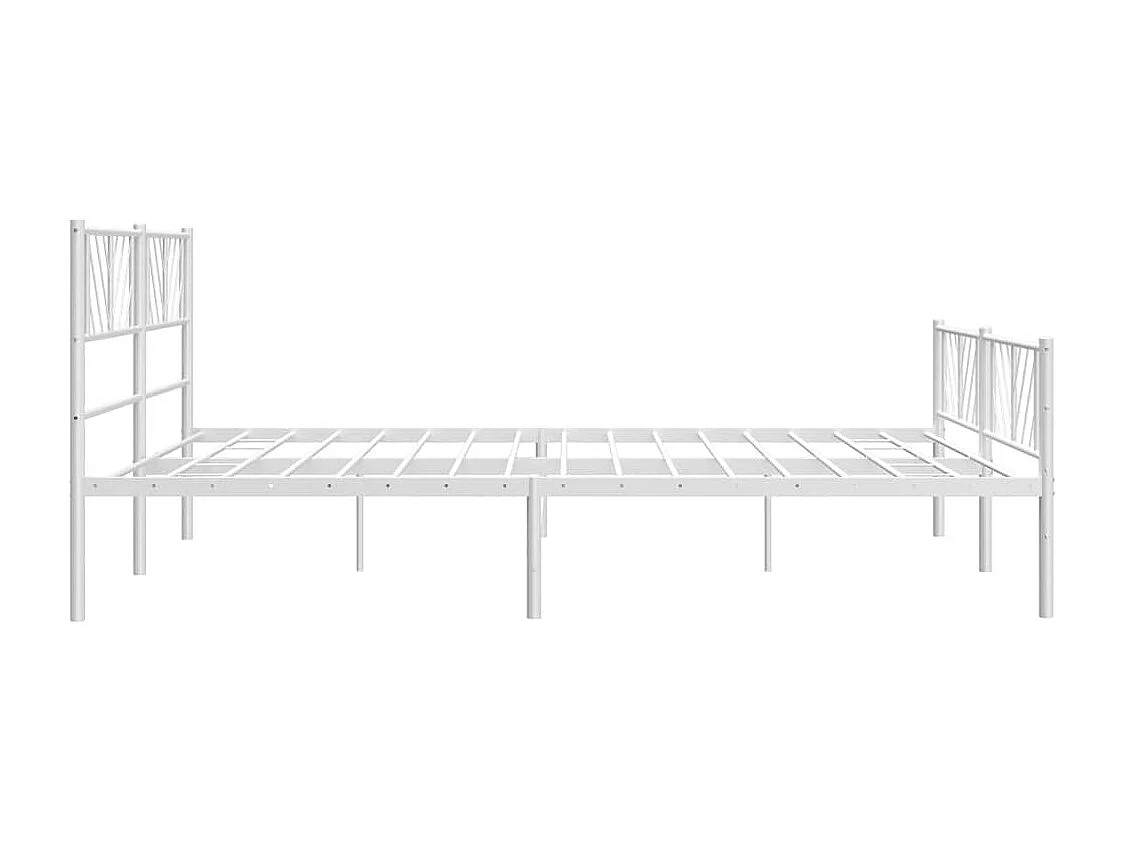 Cadre de lit métal sans matelas et pied de lit blanc 193x203 cm