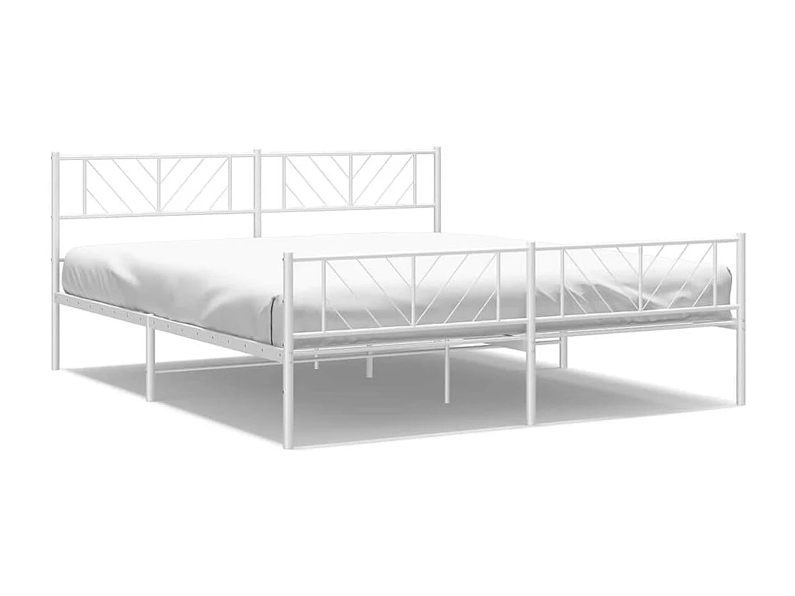 Giroletto con Testiera e Pediera Metallo Bianco 193x203 cm