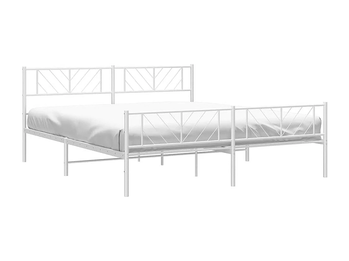 Giroletto con Testiera e Pediera Metallo Bianco 193x203 cm