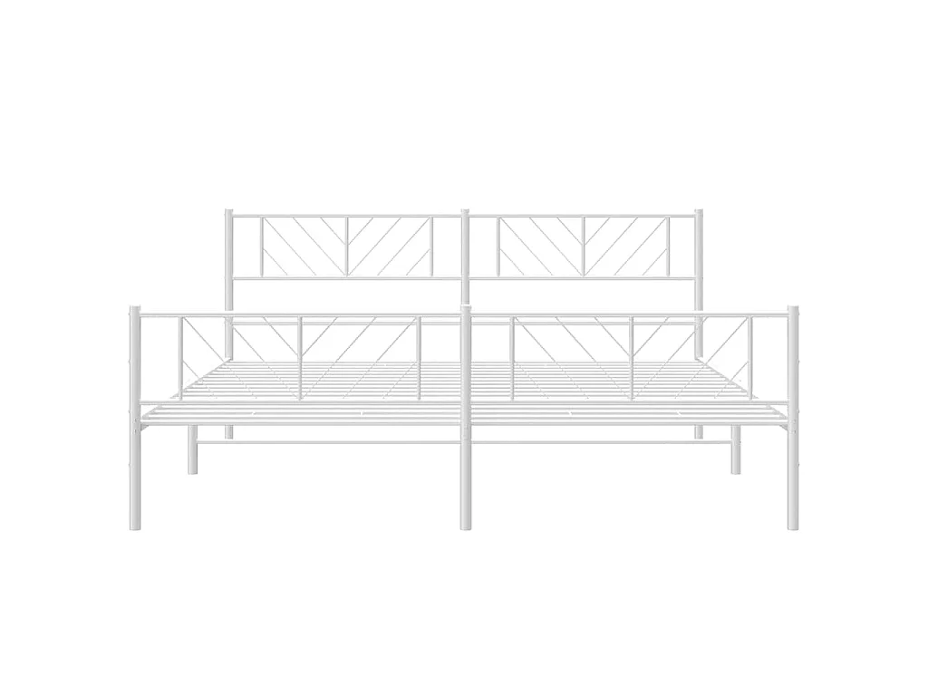 Cadre de lit métal sans matelas et pied de lit blanc 193x203 cm