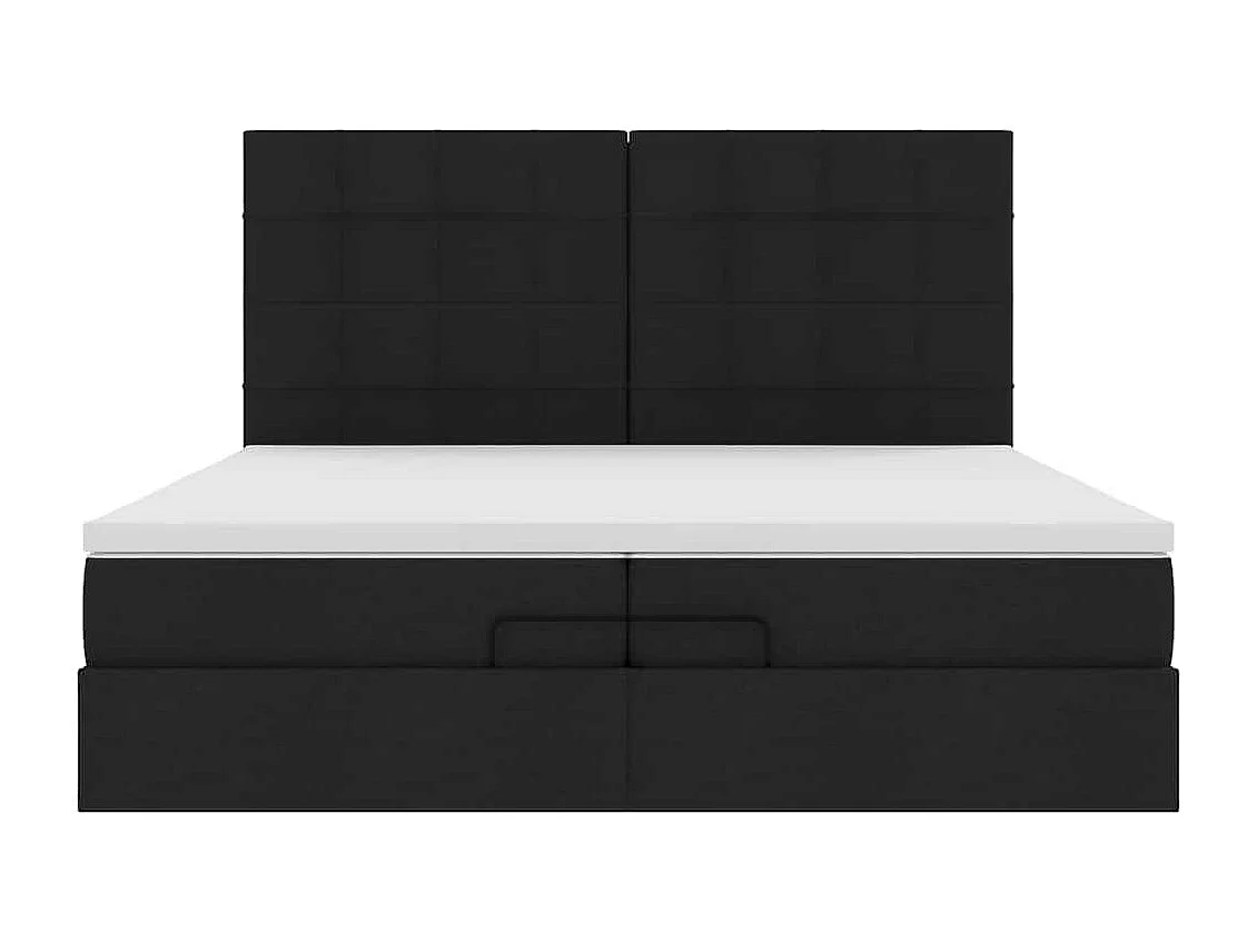 Cadre de lit ottoman avec matelas noir 200x200cm tissu