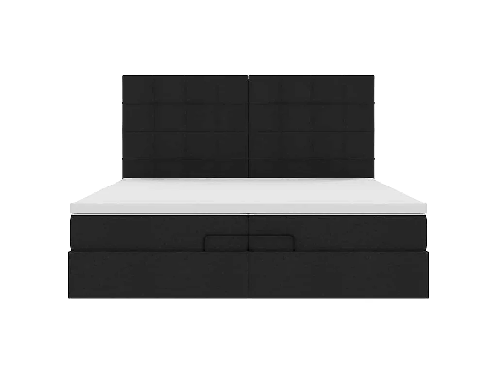 Estructura de cama otomana con colchones tela negra 200x200cm