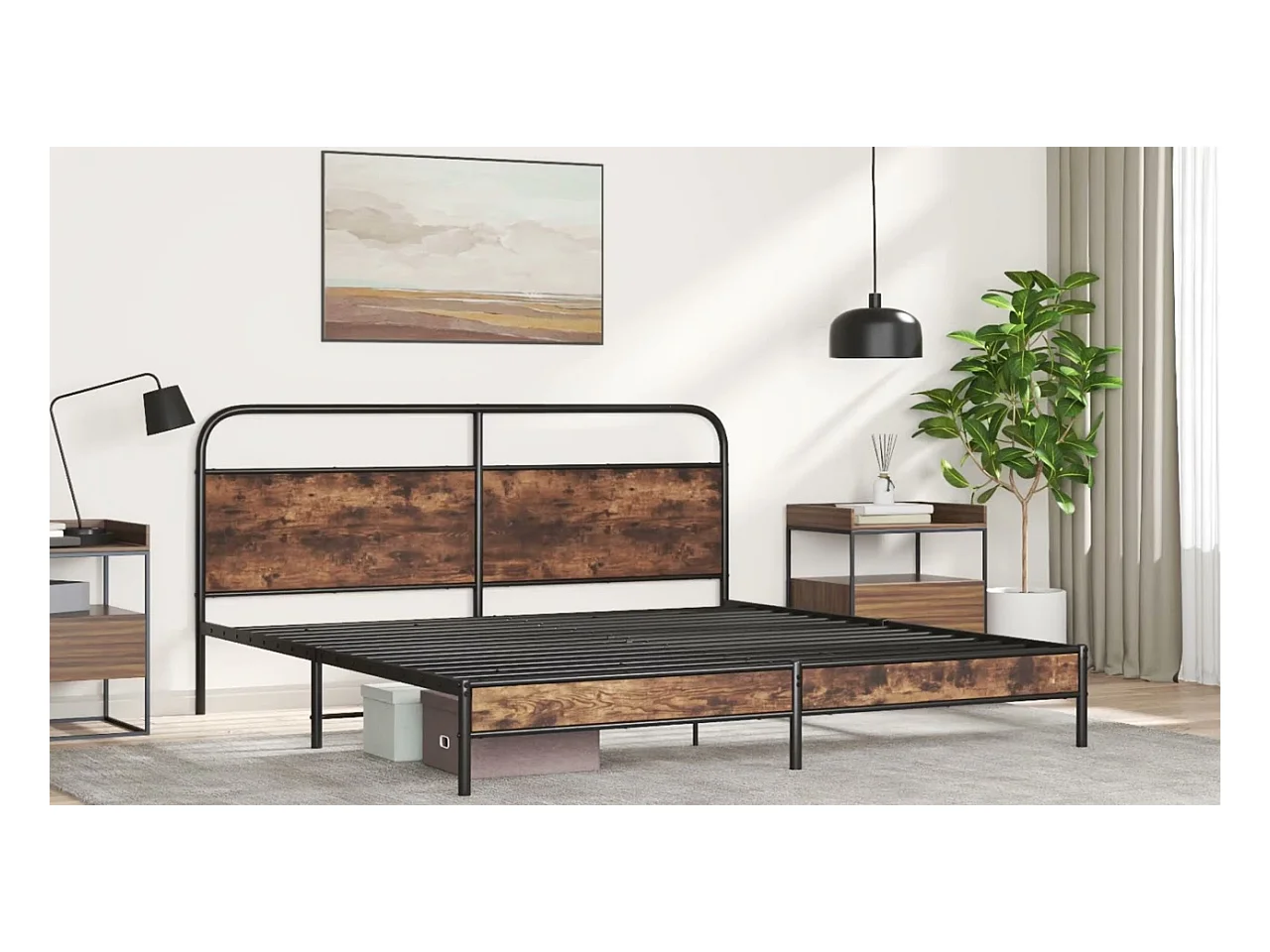 Cadre de lit sans matelas 150x200 cm chêne marron