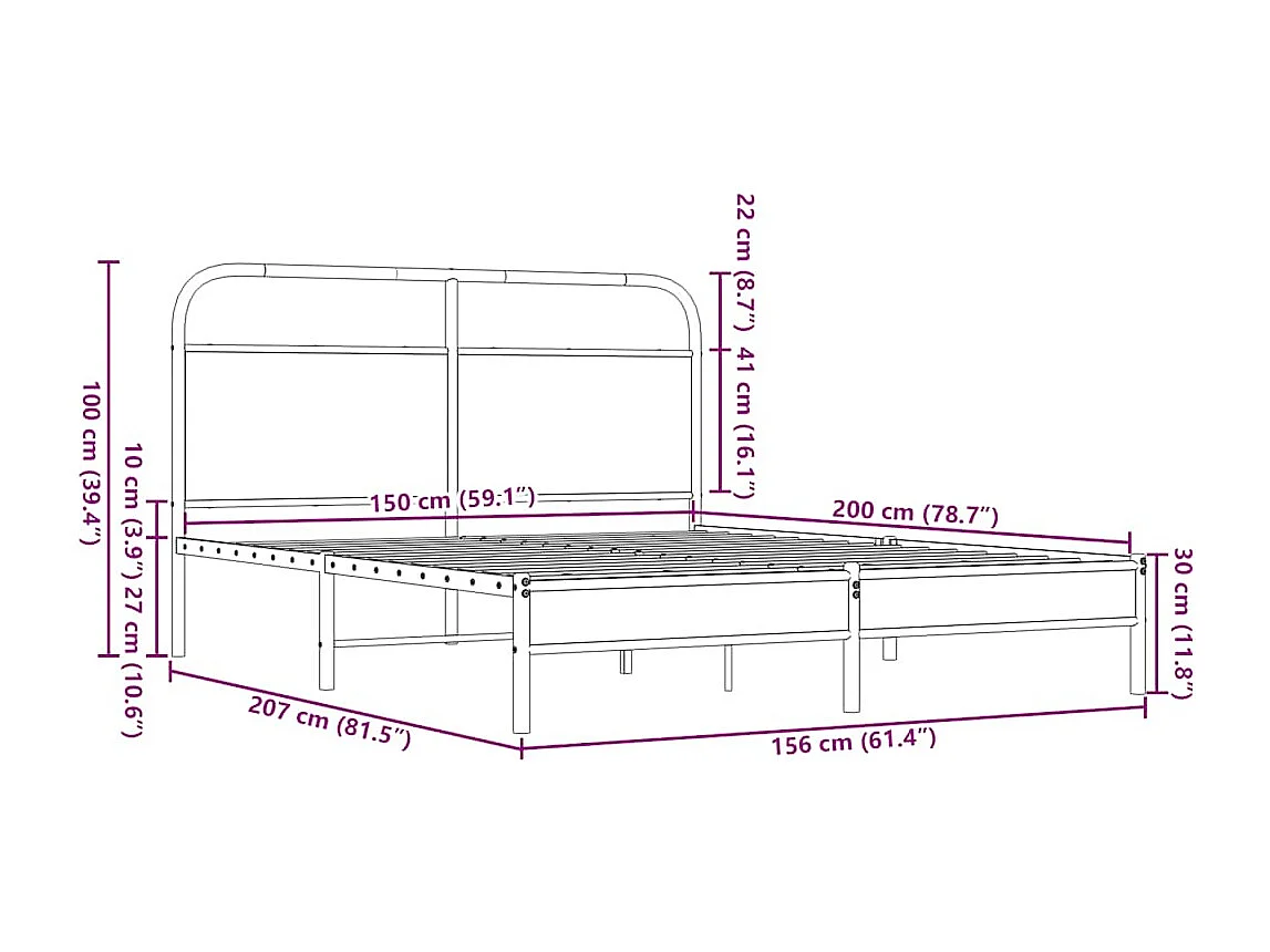 Cadre de lit sans matelas 150x200 cm chêne marron