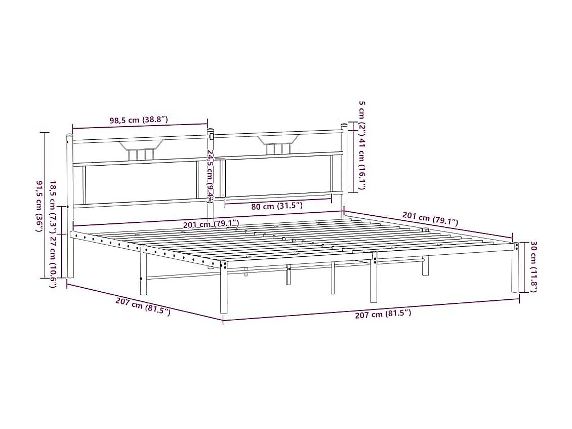 Bettgestell ohne Matratze Sonoma-Eiche 200x200 cm Holzwerkstoff