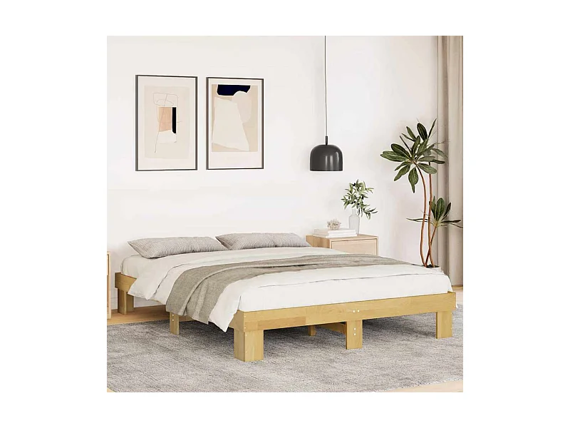 Cadre de lit sans matelas 150x200 cm Bois massif Chêne