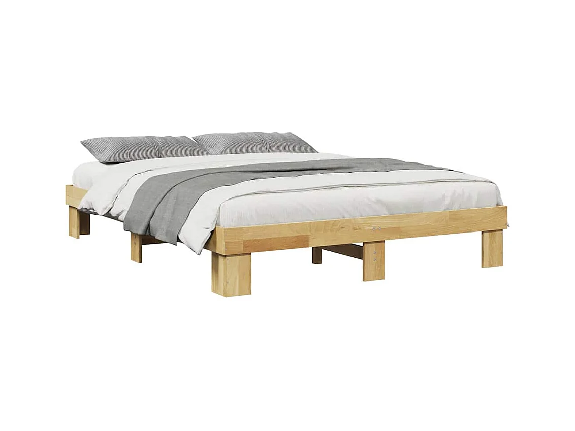 Cadre de lit sans matelas 150x200 cm Bois massif Chêne