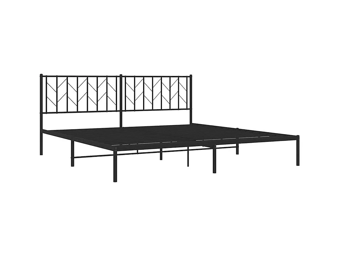 Cadre de lit métal sans matelas avec tête de lit noir 193x203cm