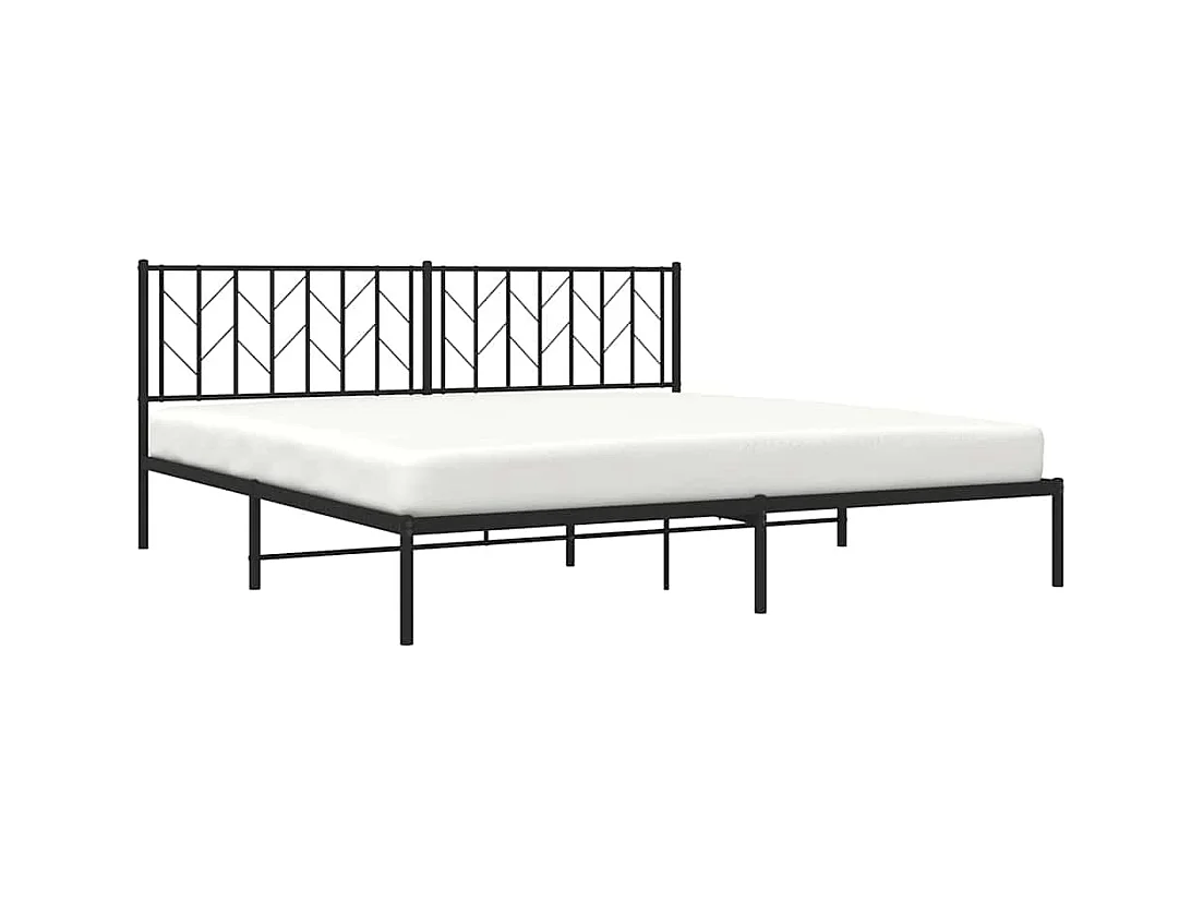Cadre de lit métal sans matelas avec tête de lit noir 193x203cm
